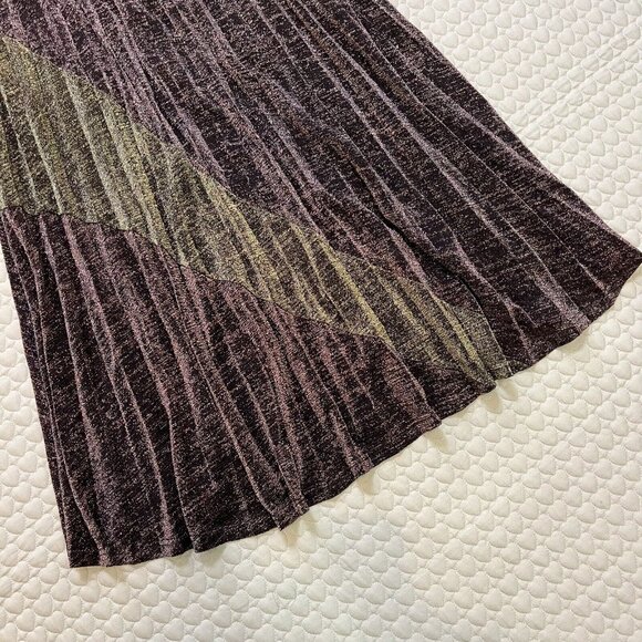 NWT SUBOO Tyra Pleat Panelled Midi Skirt Size M Copper Silver - Picture 5 of 11